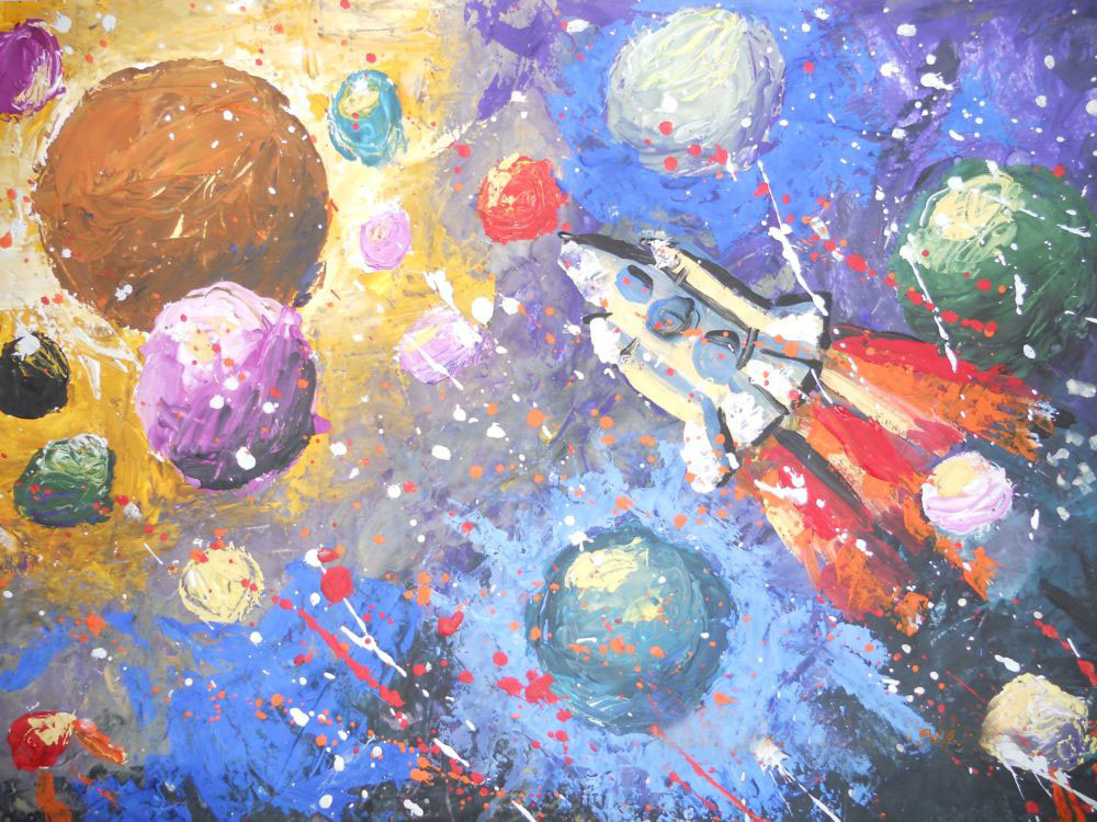Дети рисуют космос. Рисунок на тему космос. Рисование для детей космос. Космос живопись. Рисавание на тему космас.