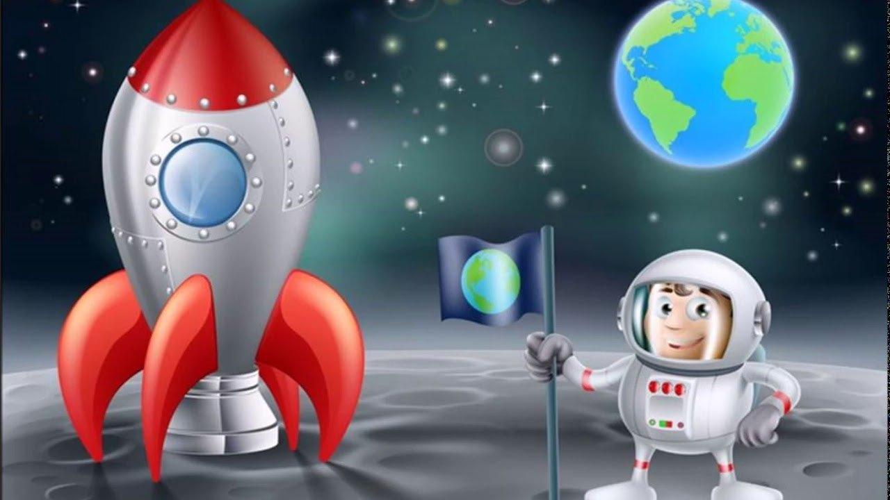 Ракета на луне рисунок. Ракета в космосе для детей. Космонавт в ракете. Космонавт в ракете для детей. Картина ракеты в космосе.
