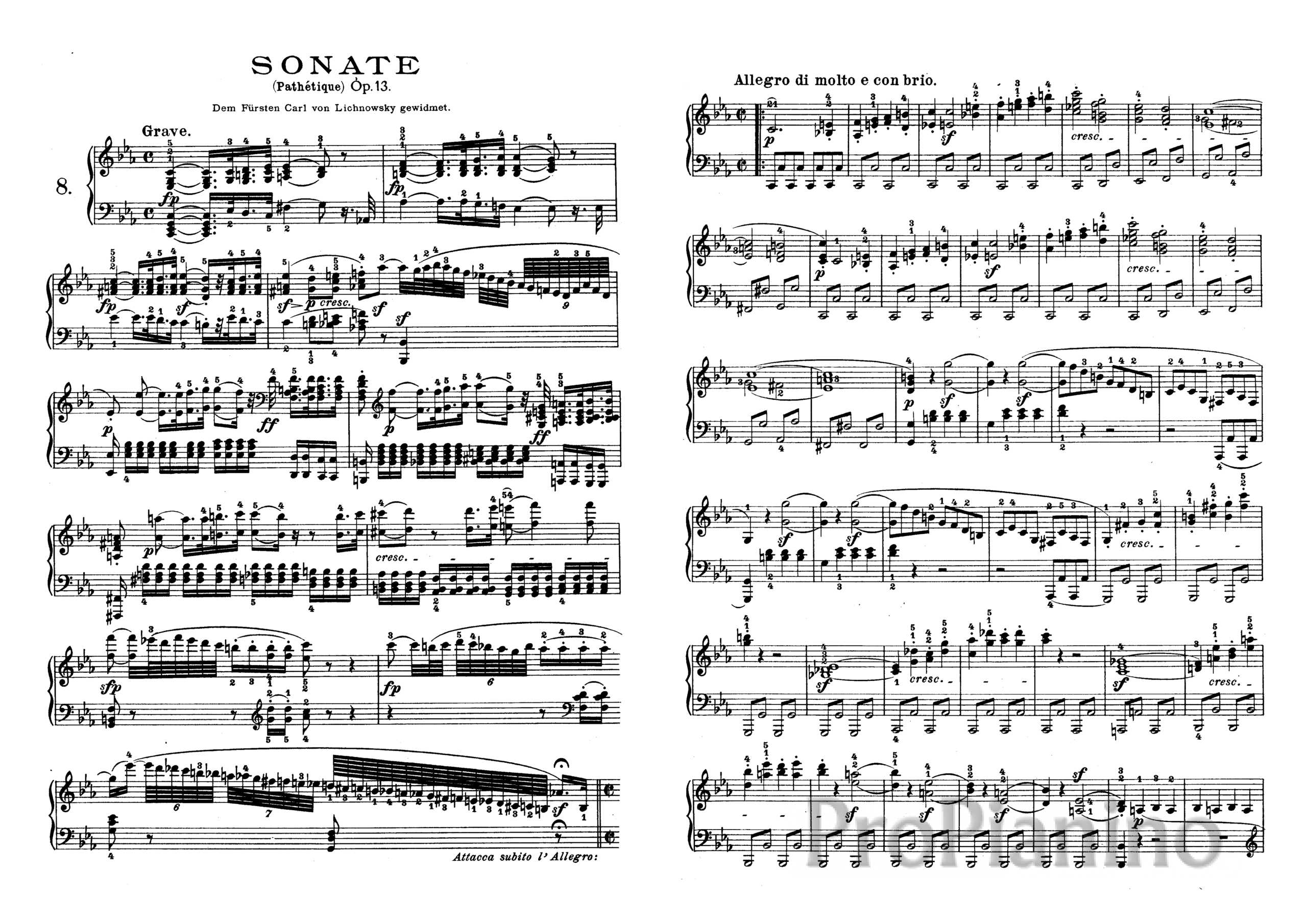 Бетховен Соната 8 Патетическая Ноты