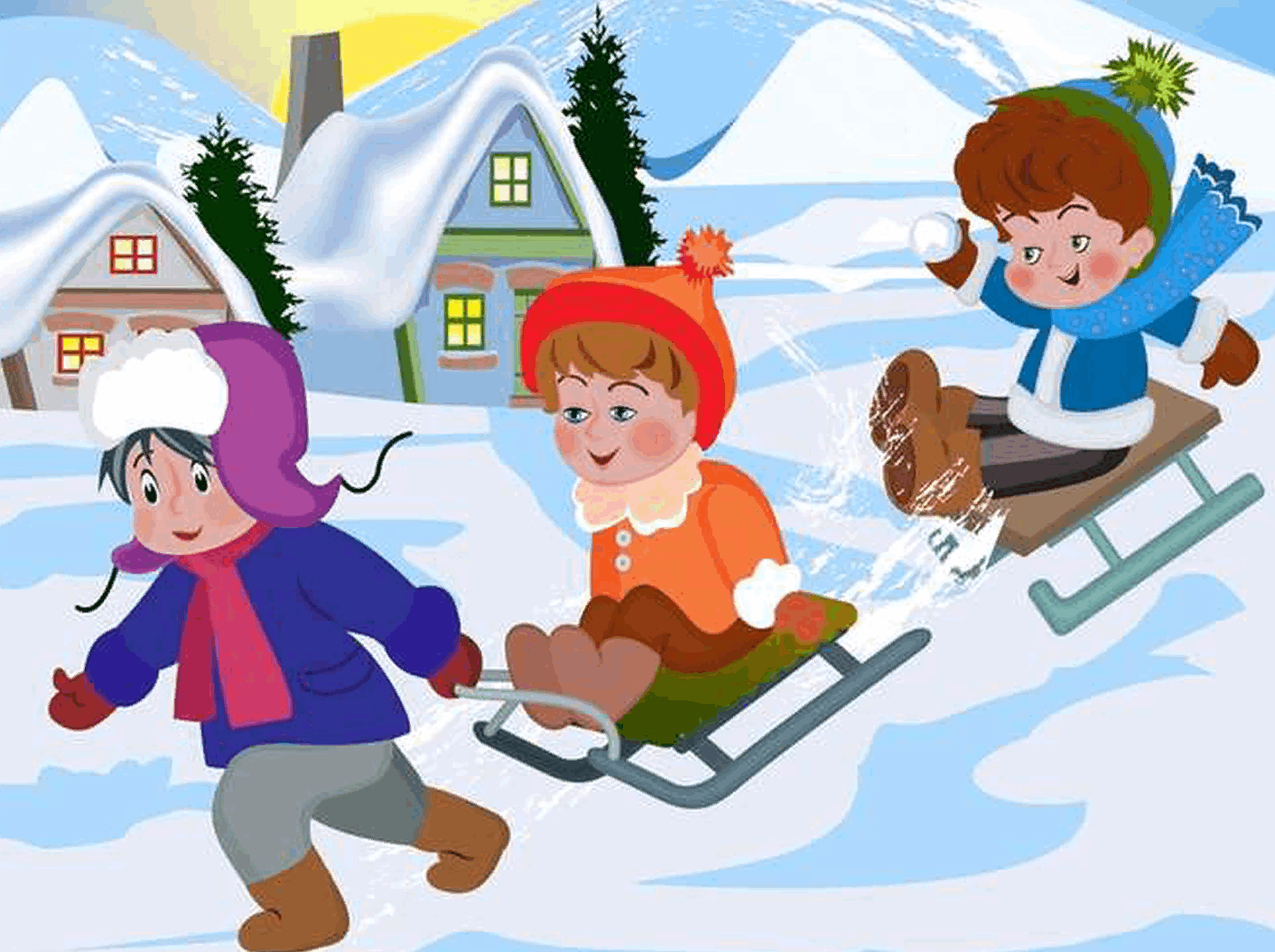 Иллюстрации на тему дети зимой